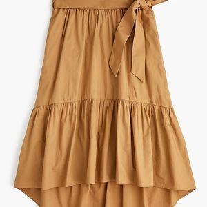 JCREW Belted Pull On Midi Skirt in Cotton Poplin